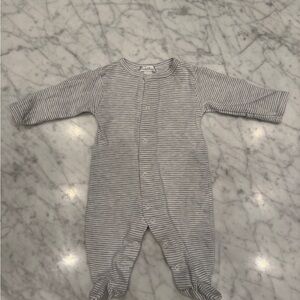 Kissy Kissy Striped Gray Baby One-Piece Footed Romper